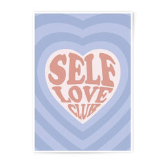 Self Love Club Photographic Print, Aesthetic Wall Art, Heart Illustration, Trendy Room Decor, Positive Affirmation Print, Home Decor - Tawshia