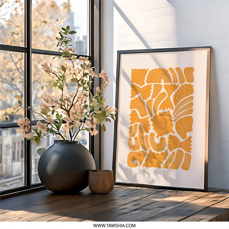 Pasta Wall Art Print, Minimalist Kitchen Decor, Italian Food Poster, Modern Home Art, Restaurant Artwork, Culinary Gift - Tawshia