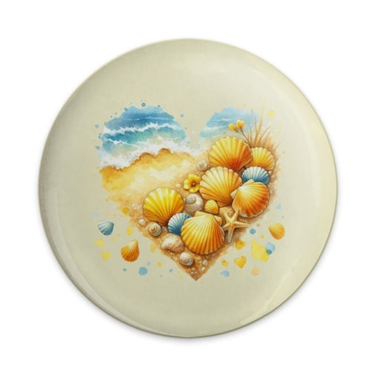 Seashell Heart Pinback Button, Beach Vibes, Summer Accessories, Ocean Lover Gift, Coastal Decor, Nautical Button, Tropical Getaway, Vacation - Tawshia