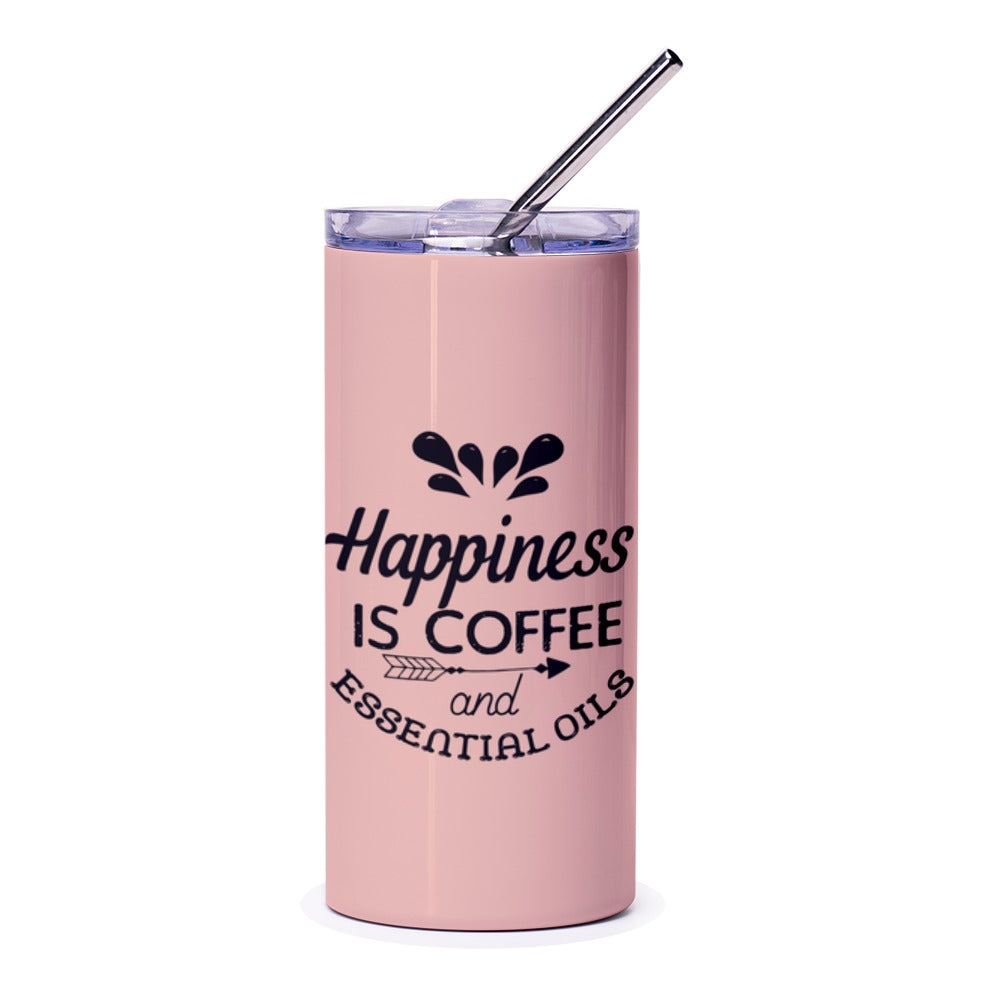Coffee Essential Oils Tumbler, Happiness Is Coffee, Essential Oils Gift, Cute Tumbler, Coffee Lover Tumbler, Gift for Her - Tawshia