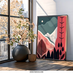 Modern Landscape Wall Art, Abstract Mountain Print, Minimalist Scenery Decor, Geometric Nature Artwork, Contemporary Home Decor, Stylish Art - Tawshia