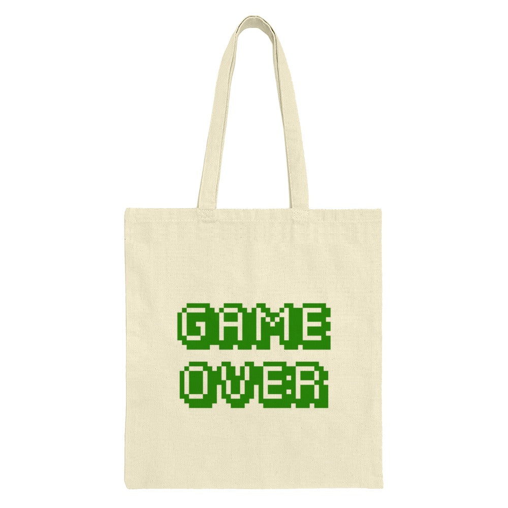 Game Over Tote Bag, Retro Gaming, Pixel Art Tote Bag, Gamer Gift, 8 Bit Design, Novelty Tote, Geeky Tote, Reusable Shopping Bag - Tawshia