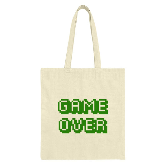 Game Over Tote Bag, Retro Gaming, Pixel Art Tote Bag, Gamer Gift, 8 Bit Design, Novelty Tote, Geeky Tote, Reusable Shopping Bag - Tawshia