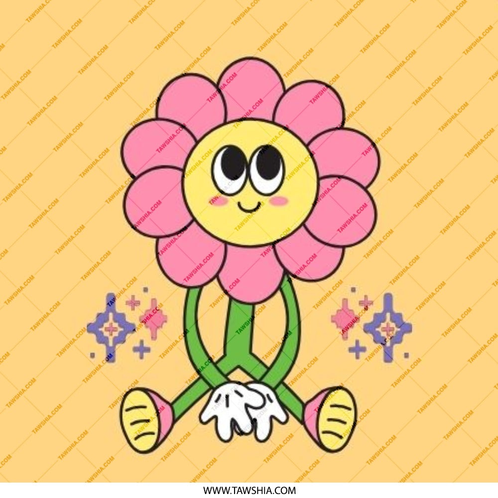 Retro Flower Pinback Button, Groovy Cartoon Flower, 70s Style Flower, Cute Flower Pin, Trendy Flower Button, Floral Pin Button - Tawshia