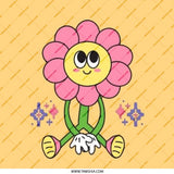 Retro Flower Pinback Button, Groovy Cartoon Flower, 70s Style Flower, Cute Flower Pin, Trendy Flower Button, Floral Pin Button - Tawshia