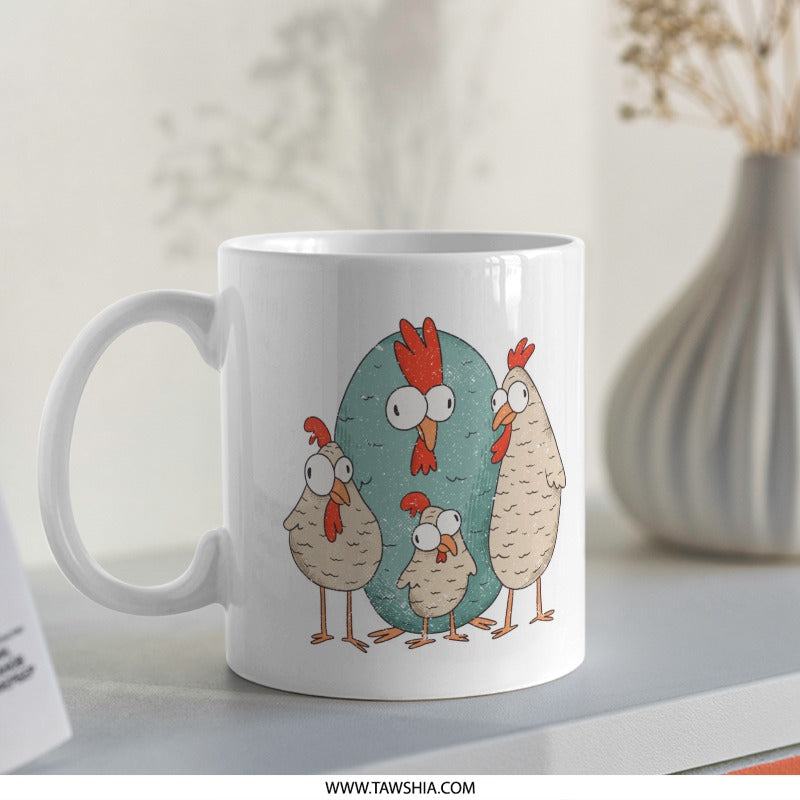 Quirky Cartoon Chicken Family Design Mug product