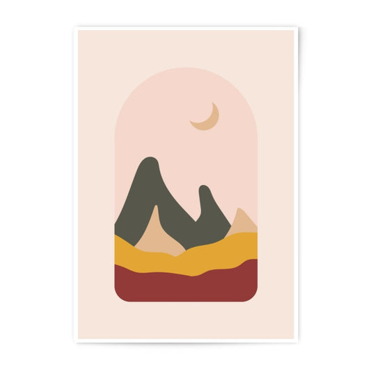 Mountain Landscape Photographic Print, Abstract Desert Moon Art, Boho Nature Wall Decor, Neutral Color Palette Artwork, Minimalist Home - Tawshia