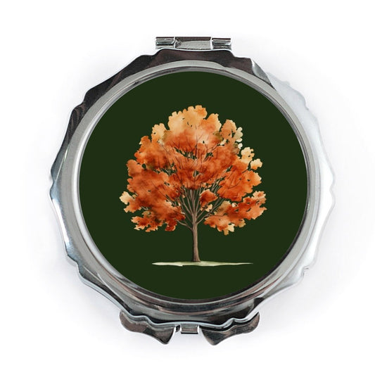 Autumn Tree Pocket Mirror, Fall Foliage Compact Mirror, Nature Inspired Makeup Mirror, Seasonal Gift, Unique Mirror for Purse or Travel - Tawshia