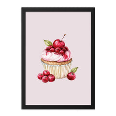 Cherry Cupcake Wall Art, Watercolor Cupcake Print, Sweet Treat Decor, Food Illustration, Kitchen Art, Dessert Poster - Tawshia