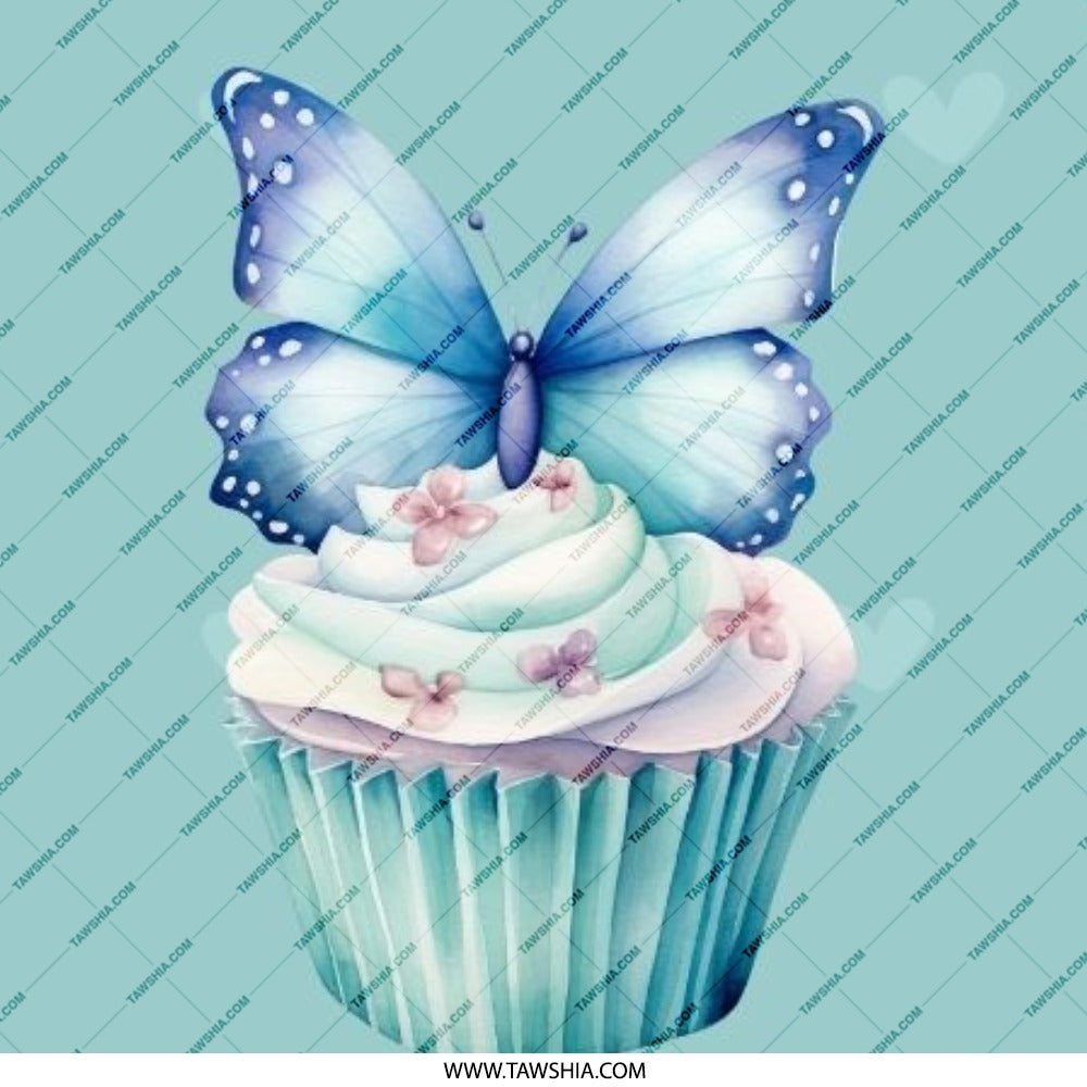 Butterfly Cupcake Pinback Button, Blue Insect Badge, Cute Food Button, Sweet Treat Gift, Decorative Button, Collectible Pin - Tawshia