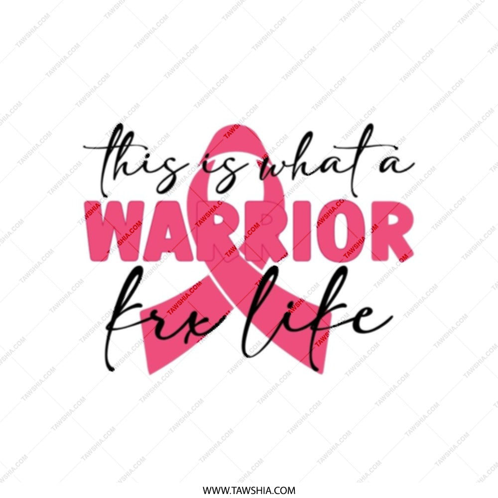 Breast Cancer Awareness Tote Bag, Warrior For Life Ribbon, Pink Ribbon Gift, Inspirational Tote, Support Cancer Research - Tawshia