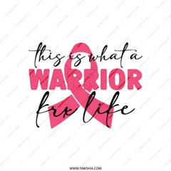 Breast Cancer Awareness Tote Bag, Warrior For Life Ribbon, Pink Ribbon Gift, Inspirational Tote, Support Cancer Research - Tawshia