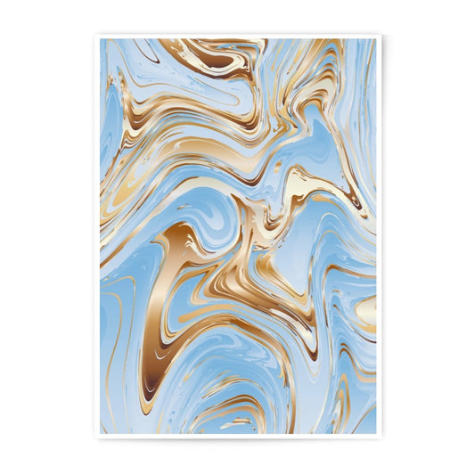 Blue Gold Swirls Photographic Print, Abstract Art, Fluid Art Decor, Home Decor, Wall Art, Modern Art, Trendy Prints - Tawshia