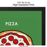 Pizza Lover Wall Art, Foodie Decor, Pepperoni Pizza Print, Green Kitchen Wall Art, Pizza Illustration, Restaurant Decor, Pizza Art - Tawshia