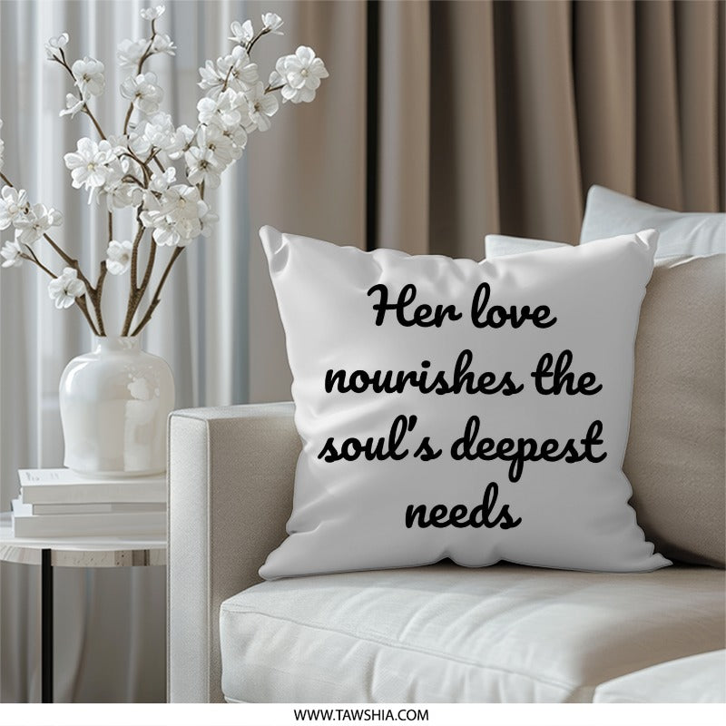 Her Love Nourishes Pillow, Inspirational Quote Pillow, Love Saying Pillow, Home Decor Pillow, Gift Idea Pillow, Decorative Pillow - Tawshia