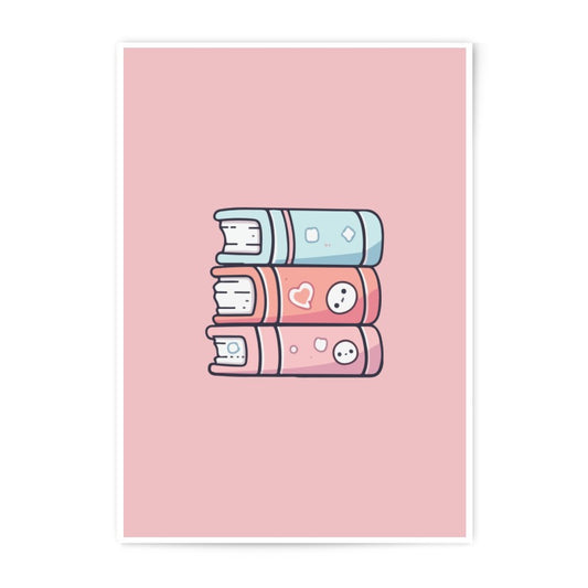 Stack of Books Photographic Prints, Kawaii Prints, Cute Books Prints, Study Room Decor, Wall Art, Aesthetic Room Decor, Book Lover Gift - Tawshia