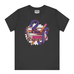 Retro Cassette Tape and Pencil Graphic T-Shirt Product