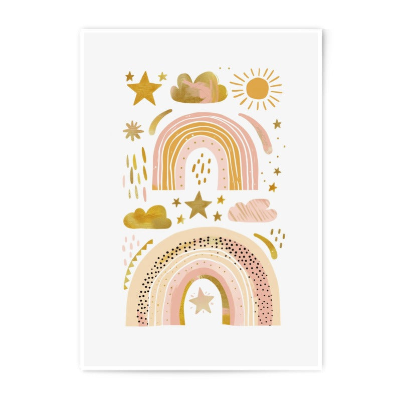Rainbow Photographic Print, Nursery Decor, Star Cloud Wall Art, Boho Baby Room, Kids Room, Modern Art Print, Playroom, Childrens Art - Tawshia