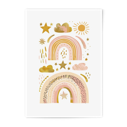 Rainbow Photographic Print, Nursery Decor, Star Cloud Wall Art, Boho Baby Room, Kids Room, Modern Art Print, Playroom, Childrens Art - Tawshia