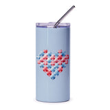 Heart Pattern Tumbler, Patriotic Colors, Valentine's Day Gift, Unique Tumbler, Gifts for Her, Novelty Drinkware, Stylish Tumbler - Tawshia