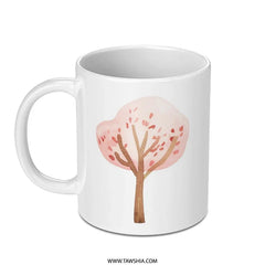 Watercolor Tree Mug, Pink Blossom Mug, Floral Coffee Cup, Springtime Gift, Cute Tree Lover Gift, Tree of Life Mug, Nature Lover SKU: MG10004211 - Tawshia