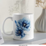 Blue Poppy Mug, Floral Mug, Flower Mug, Botanical Mug, Nature Mug, Coffee Mug, Tea Mug, Gift Idea, Home Decor, Beautiful Mug - Tawshia