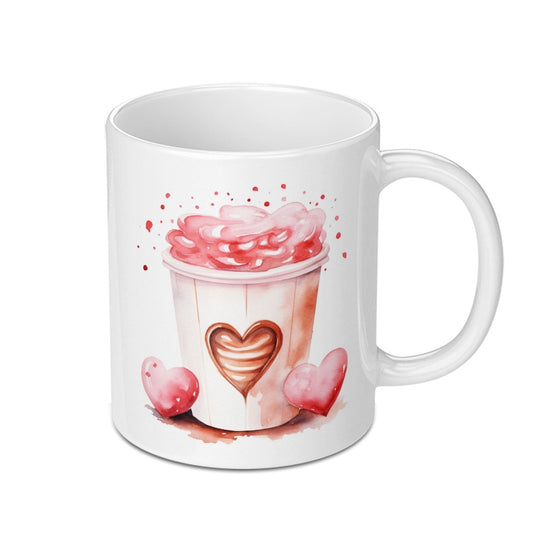 Watercolor Love Latte Mug, Coffee Mug, Valentine Gift Mug, Romantic Mug, Heart Mug, Drinkware, Cozy Mug, Gift for Her, Gifts for Him - Tawshia