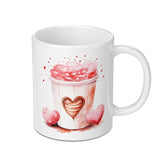 Watercolor Love Latte Mug, Coffee Mug, Valentine Gift Mug, Romantic Mug, Heart Mug, Drinkware, Cozy Mug, Gift for Her, Gifts for Him - Tawshia