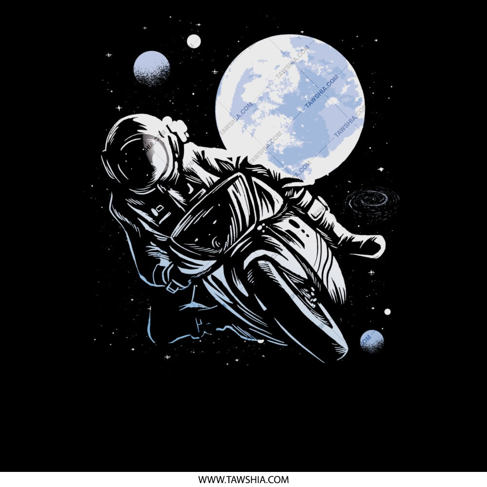 Astronaut Riding Motorcycle Moon Retro Artwork product