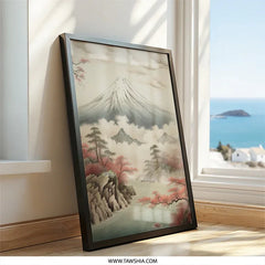 Mount Fuji Wall Art, Japanese Landscape Print, Asian Mountain Art, Scenic Home Decor, Serene Painting, Nature Inspired Wall Decor - Tawshia