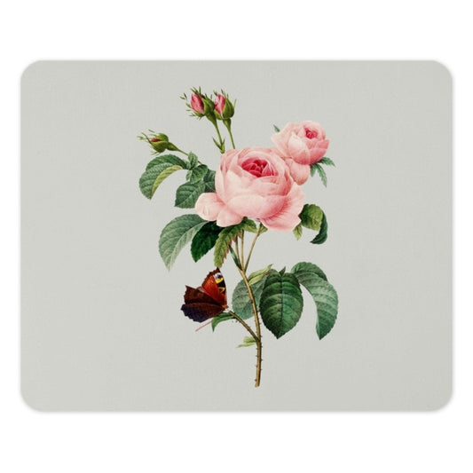 Pink Roses Mouse Pad, Butterfly Mousepad, Floral Mouse Pad, Vintage Botanical Desk Accessories, Office Decor, Unique Gift Idea, Cute - Tawshia