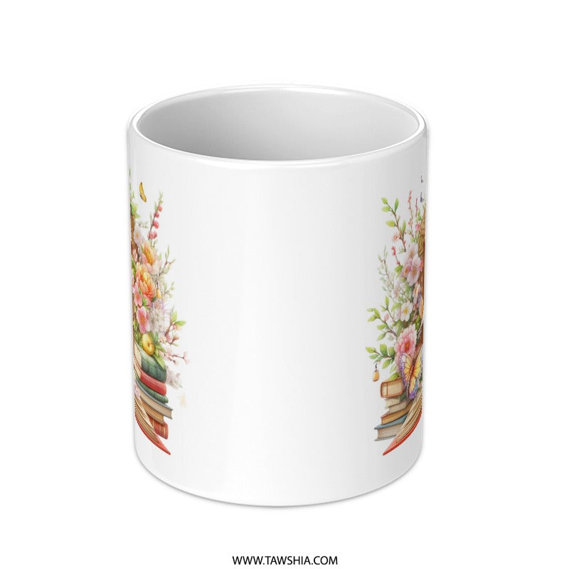 Floral Door Mug, Fantasy Book Lover Gift, Reading Mug, Bookish Mug, Butterfly Bird Mug, Unique Gift, Coffee Mug, Tea Mug, Novelty Mug - Tawshia