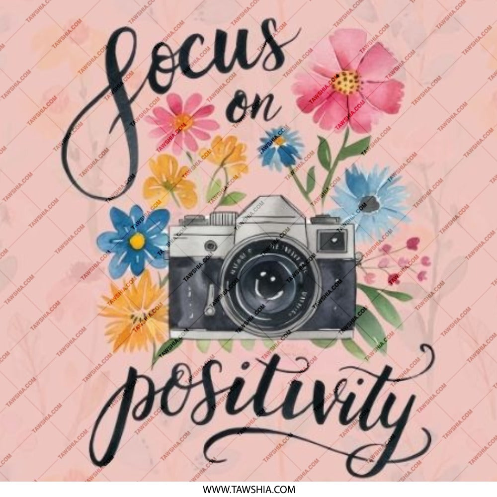 Focus on Positivity Pinback Button, Camera Floral Button, Motivational Badge, Positive Vibes Pin, Cute Button, Aesthetic Pinback Button - Tawshia