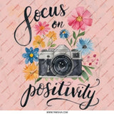 Focus on Positivity Pinback Button, Camera Floral Button, Motivational Badge, Positive Vibes Pin, Cute Button, Aesthetic Pinback Button - Tawshia