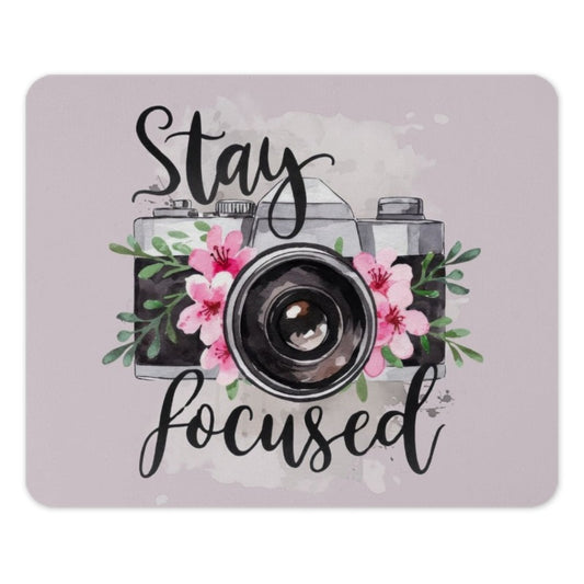 Stay Focused Camera MousePad, Floral Photo Mouse Pad, Photographer Gift, Office Decor, Cute Desk Accessory, Work From Home Gift - Tawshia