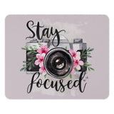 Stay Focused Camera MousePad, Floral Photo Mouse Pad, Photographer Gift, Office Decor, Cute Desk Accessory, Work From Home Gift - Tawshia