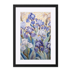 Floral Wall Art, Iris Flower Painting, Botanical Art Print, Home Decor, Purple Iris Art, Flower Garden Art, Framed Wall Art - Tawshia
