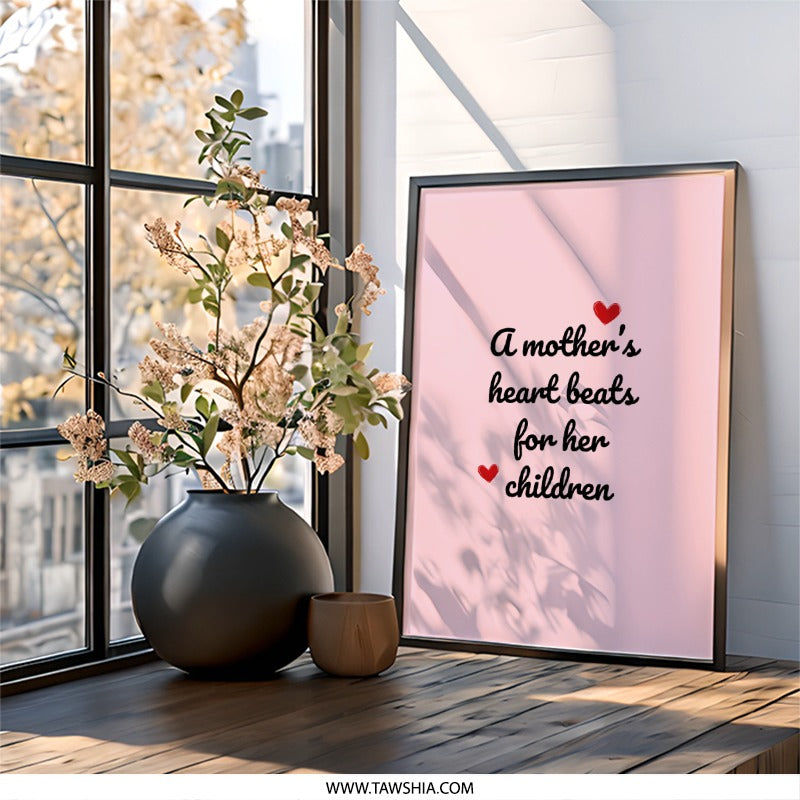 Mother's Heart Wall Art, Family Love Decor, Inspirational Print, Gift for Mom, Mother's Day Present, Nursery Decor - Tawshia