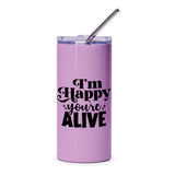 Happy Youre Alive Tumbler, Inspirational Gift, Encouragement Present, Positive Vibes, Motivational Cup, Lilac Drinkware, Tumblers - Tawshia