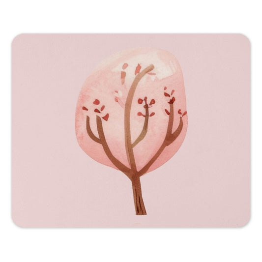Pink Blossom Tree Mouse Pad, Watercolor Tree Art, Botanical Desk Decor, Aesthetic Office Gift, Pink Mousepad, Unique Mouse Pad - Tawshia