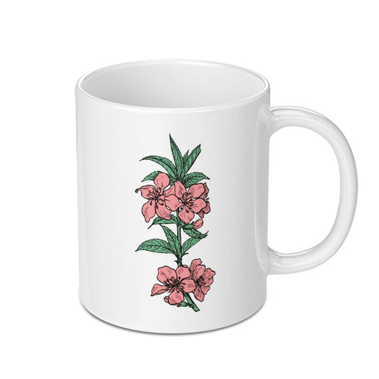 Pink Peach Blossom Mug, Floral Coffee Cup, Botanical Tea Mug, Spring Flower Mug, Nature Lover Gift, Elegant Gift Idea - Tawshia