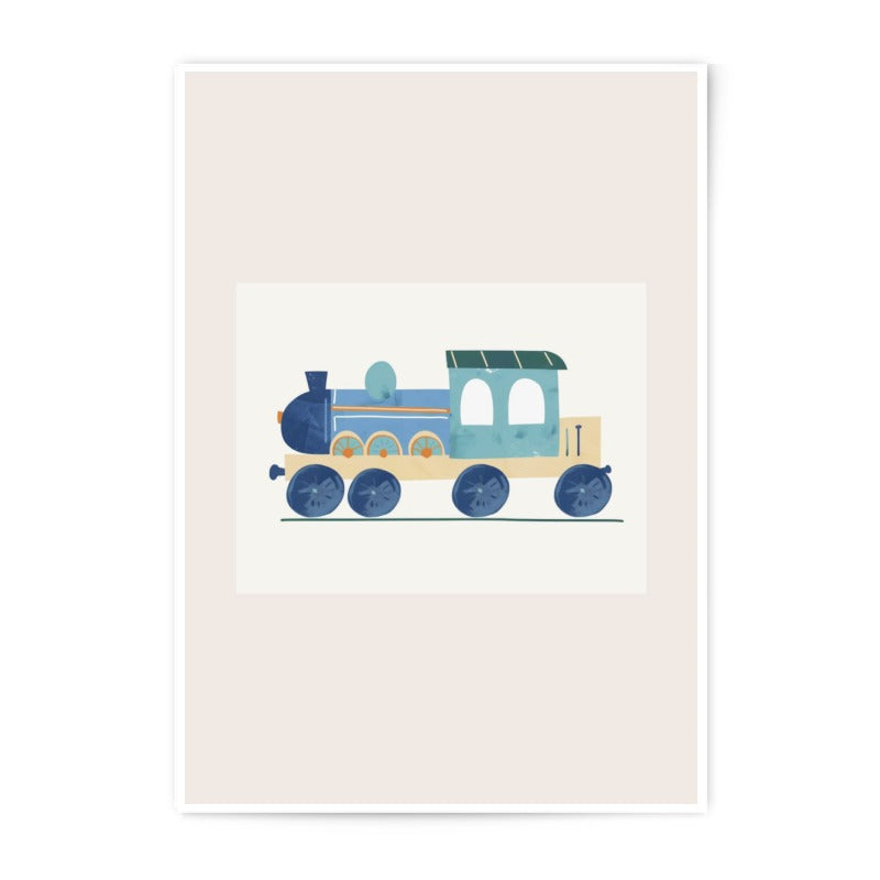 Blue Toy Train Photographic Print, Nursery Decor, Kids Room Art, Childrens Wall Art, Train Lover Gift, Playroom Decor, Modern Art - Tawshia