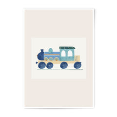 Blue Toy Train Photographic Print, Nursery Decor, Kids Room Art, Childrens Wall Art, Train Lover Gift, Playroom Decor, Modern Art - Tawshia