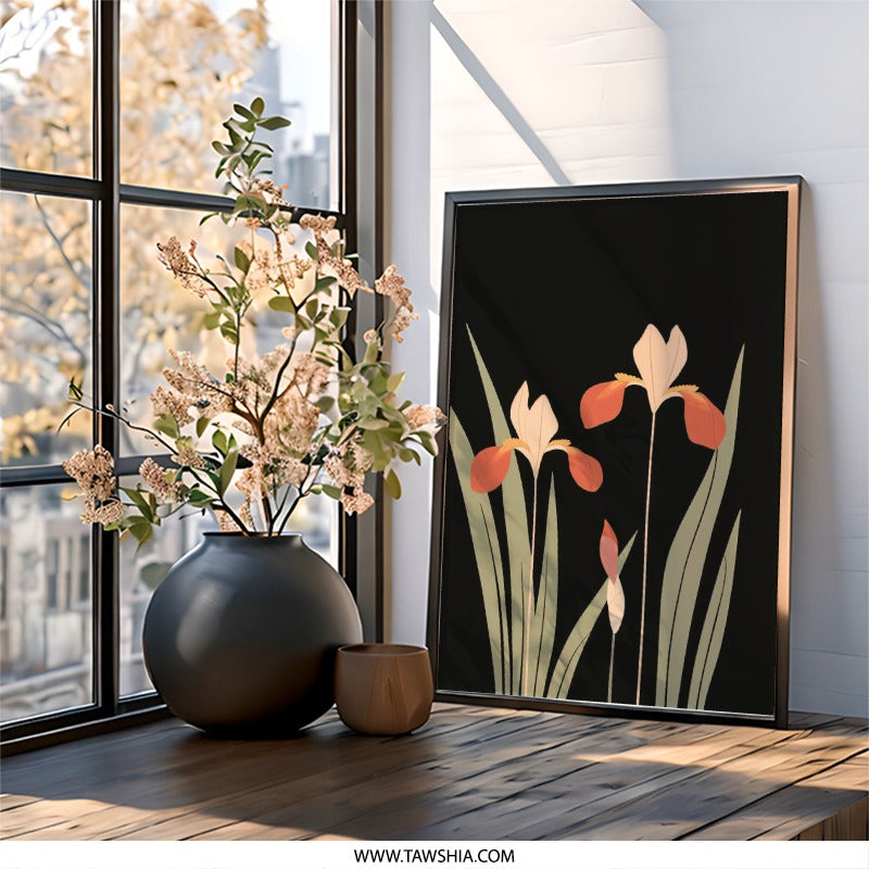 Iris Wall Art, Floral Print, Botanical Wall Decor, Flower Wall Art, Modern Home Decor, Elegant Wall Art, Minimalist Wall Decor, Plant Art - Tawshia