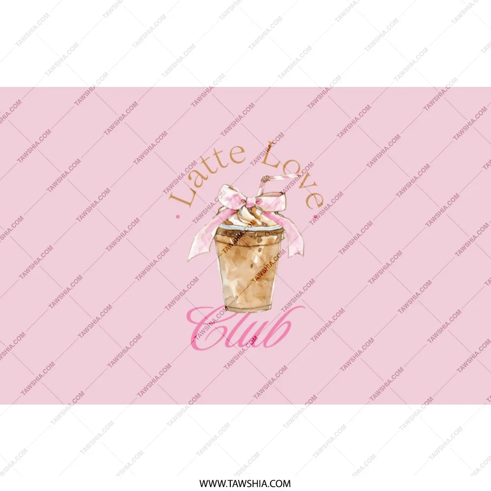Latte Love Club Illustrated Art on Pink Background product