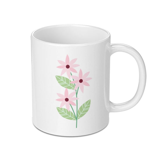 Pink Flowers Mug, Floral Mug, Cute Mug, Spring Decor Mug, Gift For Her Mug, Flower Lover Mug, Coffee Mug, Tea Mug, Unique Mug - Tawshia
