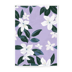 Floral Photographic Print, White Flowers Art, Botanical Wall Decor, Purple Art Print, Flower Illustration Print, Home Decor Art - Tawshia