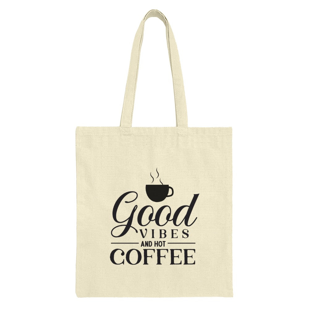 Coffee Lover Tote Bag, Good Vibes Hot Coffee Tote, Trendy Tote Bag, Coffee Gift, Everyday Carry Bag, Stylish Bag for Coffee Addicts - Tawshia