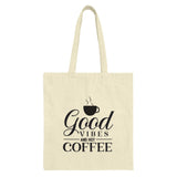 Coffee Lover Tote Bag, Good Vibes Hot Coffee Tote, Trendy Tote Bag, Coffee Gift, Everyday Carry Bag, Stylish Bag for Coffee Addicts - Tawshia