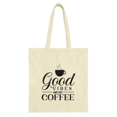 Coffee Lover Tote Bag, Good Vibes Hot Coffee Tote, Trendy Tote Bag, Coffee Gift, Everyday Carry Bag, Stylish Bag for Coffee Addicts - Tawshia